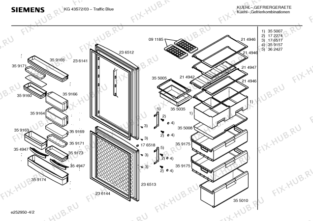 Схема №4 KG43S20IE с изображением Инструкция по эксплуатации для холодильной камеры Siemens 00523442