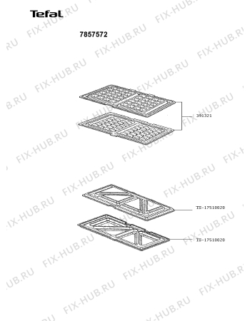 Взрыв-схема вафельницы (бутербродницы) Tefal 7857572 - Схема узла 7857572X.Y_2