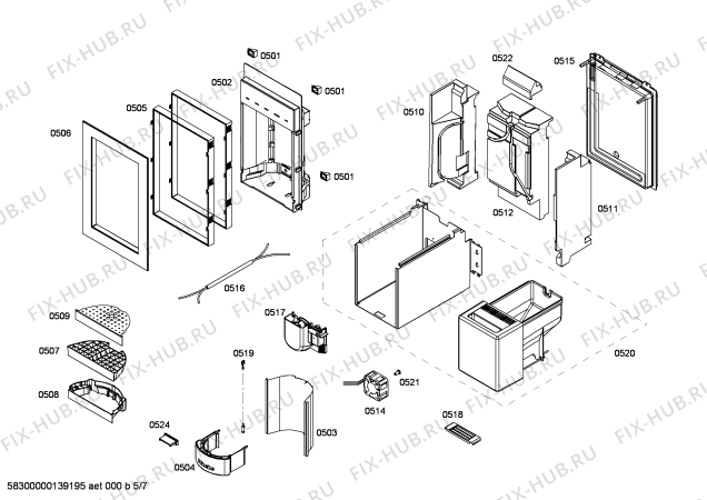 Схема №7 FID18MIEL1 F 1471 SF с изображением Крышка для холодильника Bosch 00671844
