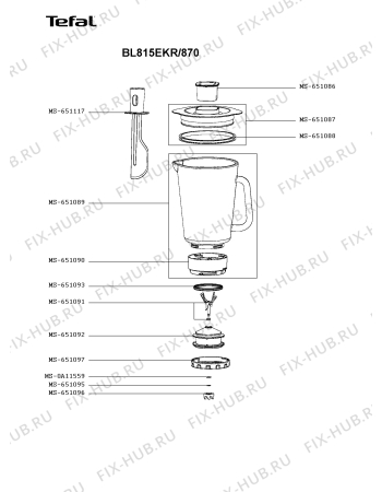 Схема №3 BL813DKR/870 с изображением Сосуд для электроблендера Tefal MS-651687