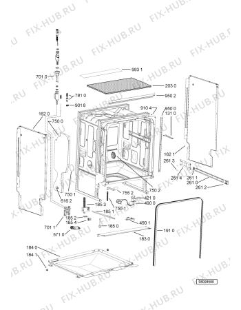 Схема №4 W 64/2 WH с изображением Блок управления для посудомоечной машины Whirlpool 481072902111