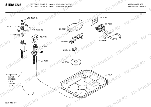 Взрыв-схема стиральной машины Siemens WH61190 EXTRAKLASSE F1100A - Схема узла 05