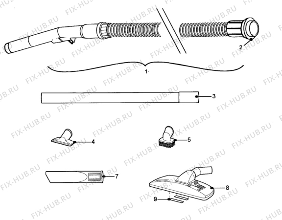 Взрыв-схема пылесоса Electrolux U1860 - Схема узла L10 Hose B
