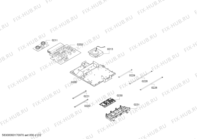Взрыв-схема плиты (духовки) Bosch PIL633F18E IH6.1 - Multiplex - Схема узла 02