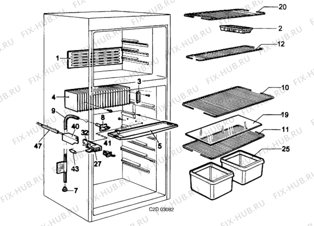 Взрыв-схема холодильника Electrolux Loisirs RKE400 - Схема узла Accessories