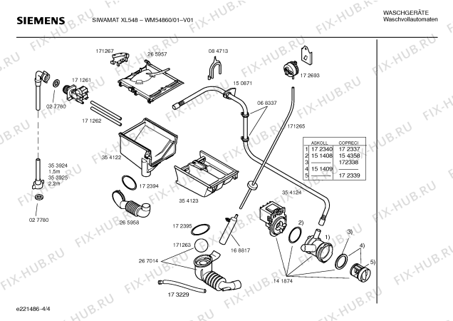 Схема №3 WM54860 SIWAMAT XL548 с изображением Инструкция по установке и эксплуатации для стиралки Siemens 00523864