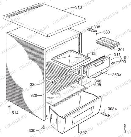 Взрыв-схема холодильника Elektro Helios KB1449 - Схема узла Housing 001