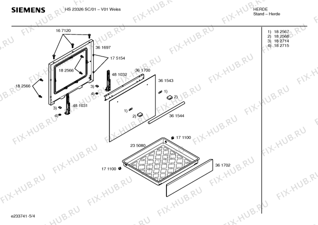 Взрыв-схема плиты (духовки) Siemens HS23326SC - Схема узла 04