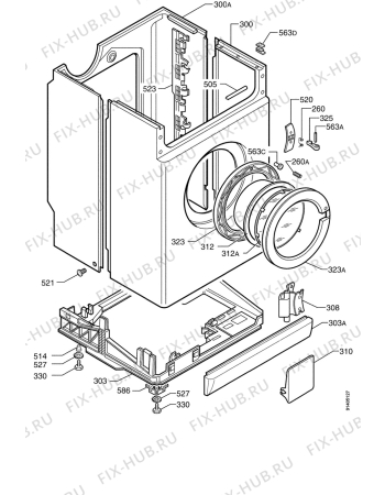 Взрыв-схема стиральной машины Electrolux EW1244F - Схема узла Cabinet + armatures