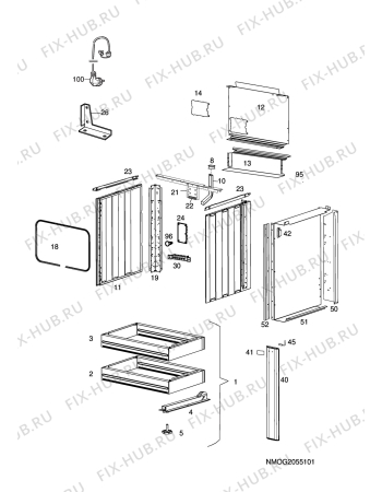 Взрыв-схема плиты (духовки) Husqvarna Electrolux QSG7140-1W - Схема узла H10 Chassis