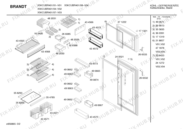 Взрыв-схема холодильника Brandt X5KCUBR401 - Схема узла 02