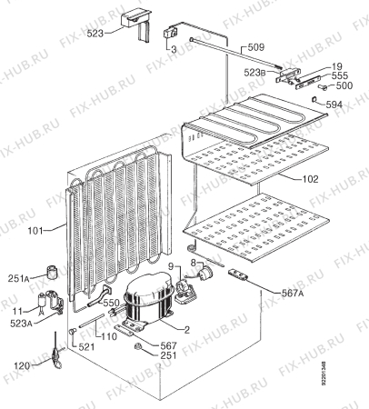 Взрыв-схема холодильника Privileg 000429 1 - Схема узла Cooling system 017