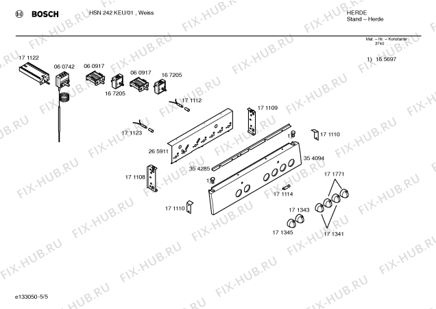 Схема №5 HSN242KEU с изображением Стеклокерамика для духового шкафа Bosch 00235152