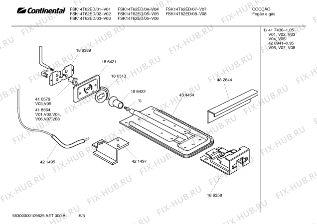 Взрыв-схема плиты (духовки) Continental FSK14T62ED Charme Plus II - Схема узла 05