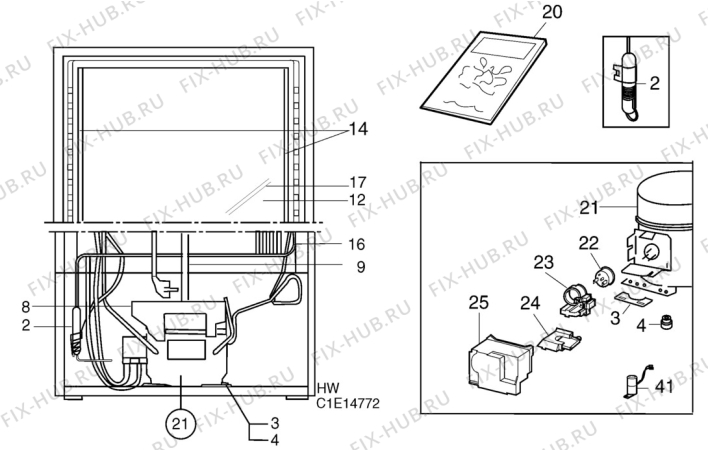 Взрыв-схема холодильника Electrolux ER8415B - Схема узла C10 Cold, users manual