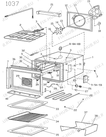 Взрыв-схема плиты (духовки) Electrolux CO5920 - Схема узла H20 Panel  C