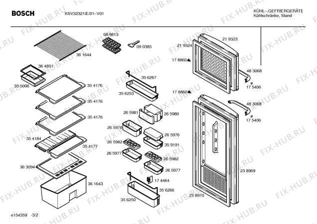 Схема №3 KSV32365IE с изображением Дверь для холодильной камеры Bosch 00238969