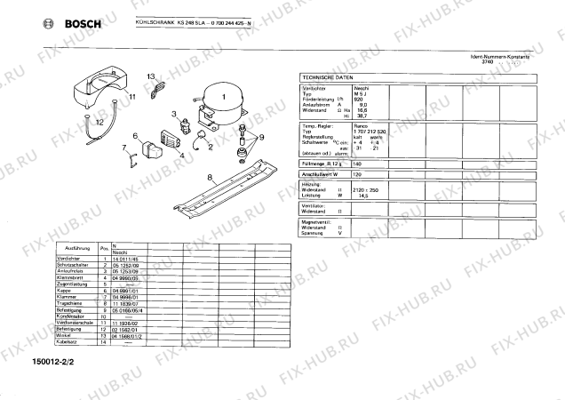 Взрыв-схема холодильника Bosch 0700244425 KS248SLA - Схема узла 02