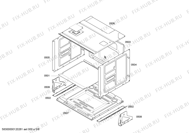 Взрыв-схема плиты (духовки) Bosch HBC86P771 - Схема узла 05