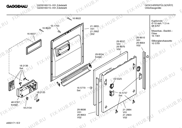 Схема №6 GI230160 с изображением Инструкция по эксплуатации Gaggenau для посудомойки Bosch 00581901