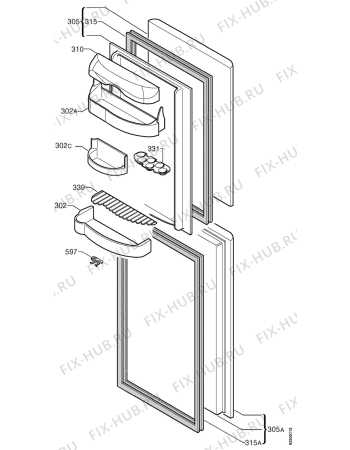 Взрыв-схема холодильника Electrolux ER7626B - Схема узла Door 003