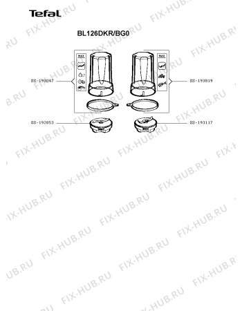 Схема №2 BL126DKR/BG0 с изображением Корпусная деталь для электроблендера Tefal SS-193049