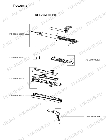 Схема №1 CF3225C0/D80 с изображением Нагревательный элемент для электрофена Rowenta FS-9100035099