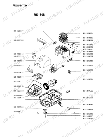 Взрыв-схема пылесоса Rowenta RS150N - Схема узла RS150N__.BE1
