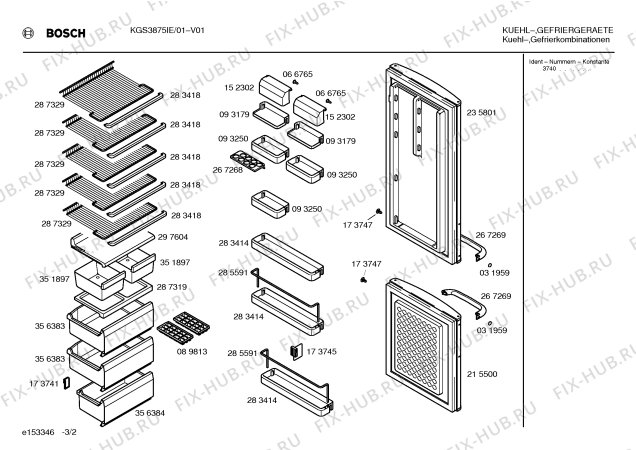 Взрыв-схема холодильника Bosch KGS3875IE - Схема узла 02