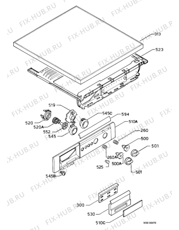 Взрыв-схема стиральной машины Zanker BETA2000S - Схема узла Control panel and lid