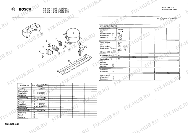 Взрыв-схема холодильника Bosch 0702175036 KIR170 - Схема узла 02