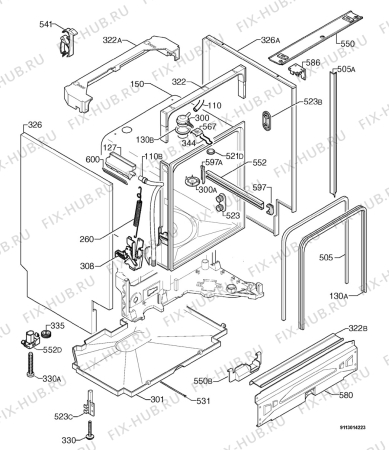 Схема №1 ESI6160K с изображением Шланг (трубка) для посудомоечной машины Aeg 1520462407
