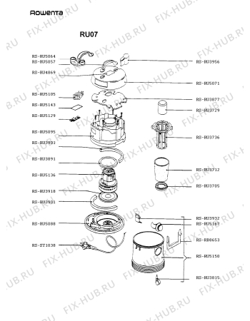 Взрыв-схема пылесоса Rowenta RU07 - Схема узла RU07____.FR1