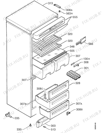 Взрыв-схема холодильника Zoppas PC22/9S - Схема узла Housing 001