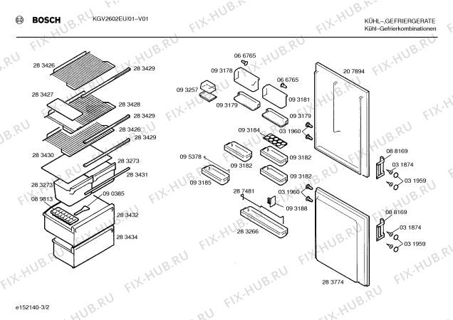 Взрыв-схема холодильника Bosch KGV2602 - Схема узла 02
