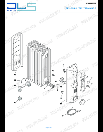 Схема №1 TRRS0920C с изображением Микромодуль для обогревателя (вентилятора) DELONGHI 5918510331