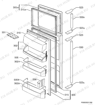 Взрыв-схема холодильника Aeg Electrolux S75338DT2 - Схема узла Door 003