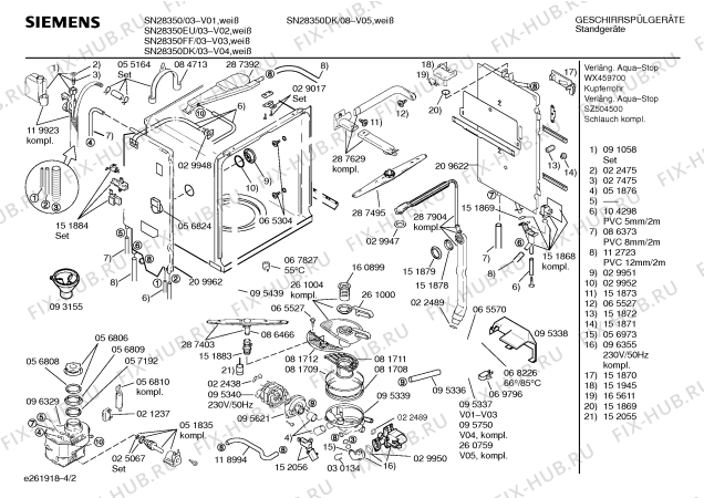 Схема №4 SN28250 с изображением Панель для посудомойки Siemens 00287524