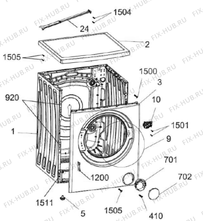 Взрыв-схема стиральной машины Gorenje WD73121 (731191, NA1260CD4) - Схема узла 02