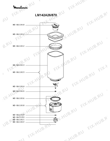 Взрыв-схема блендера (миксера) Moulinex LM142A26/870 - Схема узла JP004606.3P2