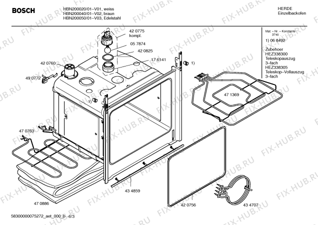 Схема №5 HBN200040 с изображением Инструкция по эксплуатации для духового шкафа Bosch 00595879