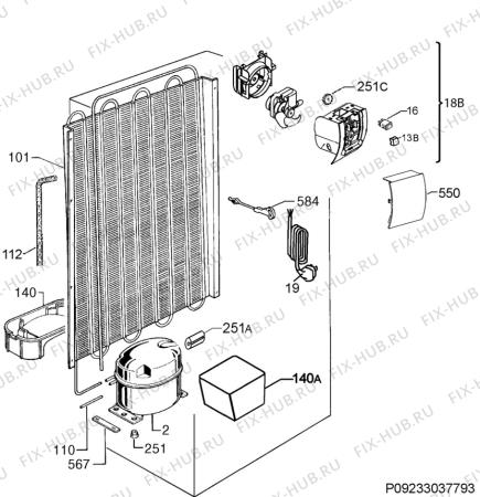 Взрыв-схема холодильника Electrolux ERF4014AOX - Схема узла Cooling system 017