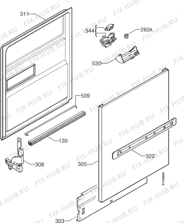 Взрыв-схема посудомоечной машины Rex IP46B - Схема узла Door 003
