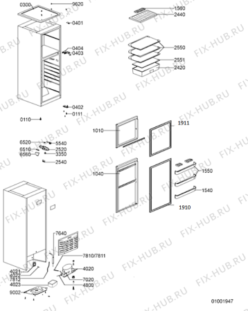 Схема №1 ARC 2000 с изображением Держатель для холодильной камеры Whirlpool 480132100046