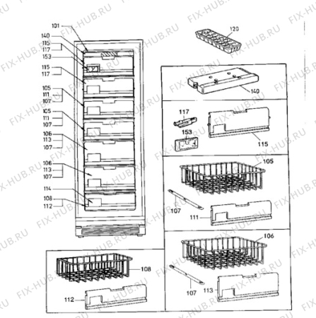 Взрыв-схема холодильника Electrolux EU2404C - Схема узла Furniture