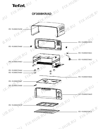 Схема №1 OF3008KR/AD с изображением Железный лист для духового шкафа Tefal FS-9100025470