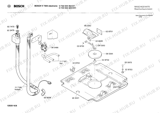Схема №5 0722044463 V7303 с изображением Ручка для стиралки Bosch 00085474