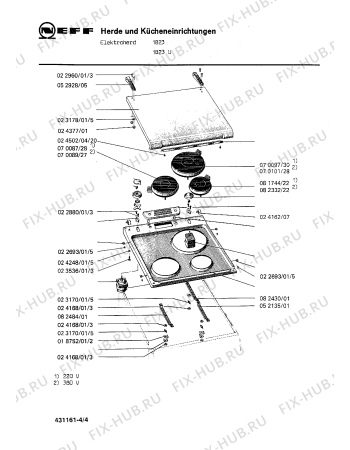 Взрыв-схема плиты (духовки) Neff 1823U - Схема узла 04
