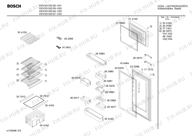 Взрыв-схема холодильника Bosch KSV3315IE - Схема узла 02