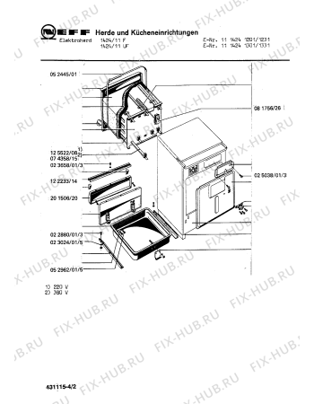 Взрыв-схема плиты (духовки) Neff 1114241331 1424/11UF - Схема узла 02